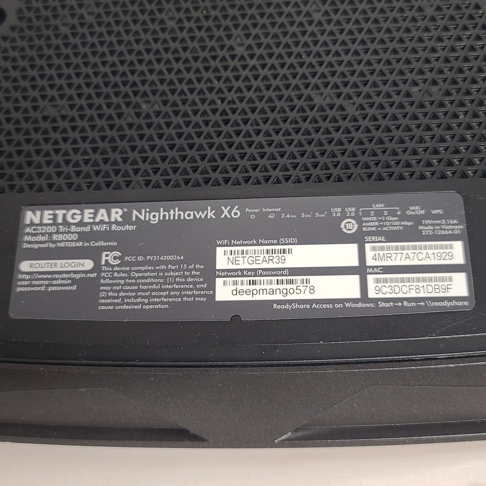 NETGEAR Nighthawk X6 AC3200 Tri-Band WiFi Router Model R8000 Pre-owned - Picture 4 of 16